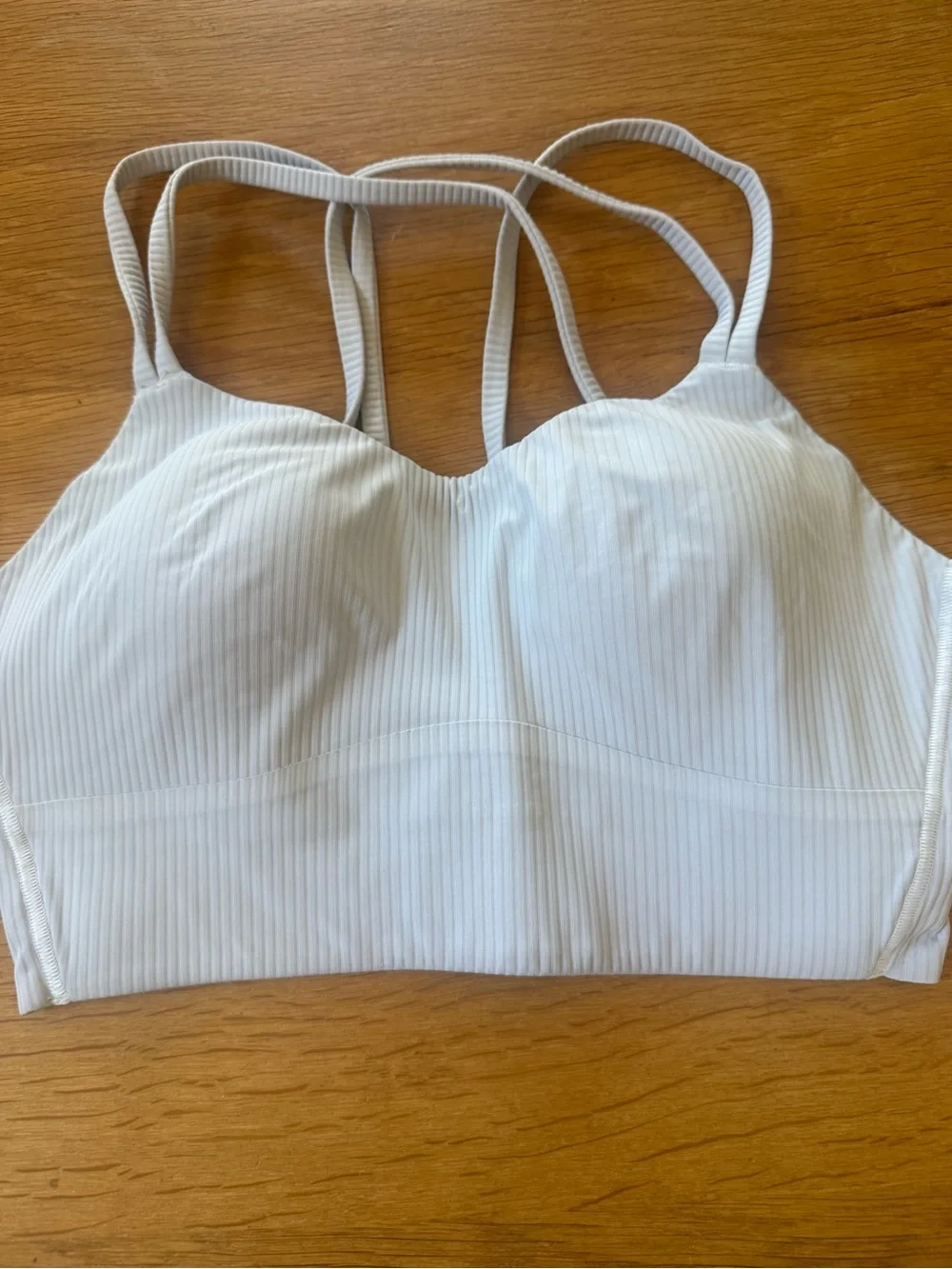 Lululemon Like a Cloud Long Line Ribbed Bra in a pale gray B/C cup